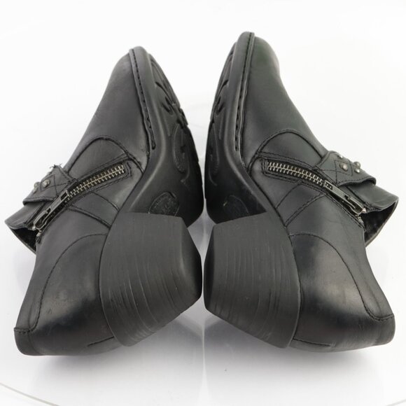 Born Womens Lorlei Boot Size 8 Black Leather Low Block Heel Harness Western Moto - Picture 7 of 12